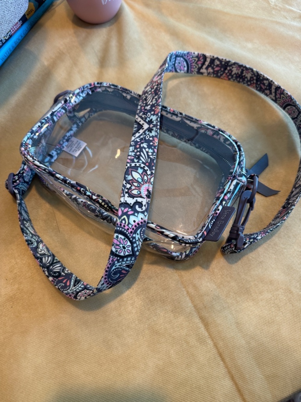 Vera Bradley Clear Crossbody Bag in Navy Pink Paisley